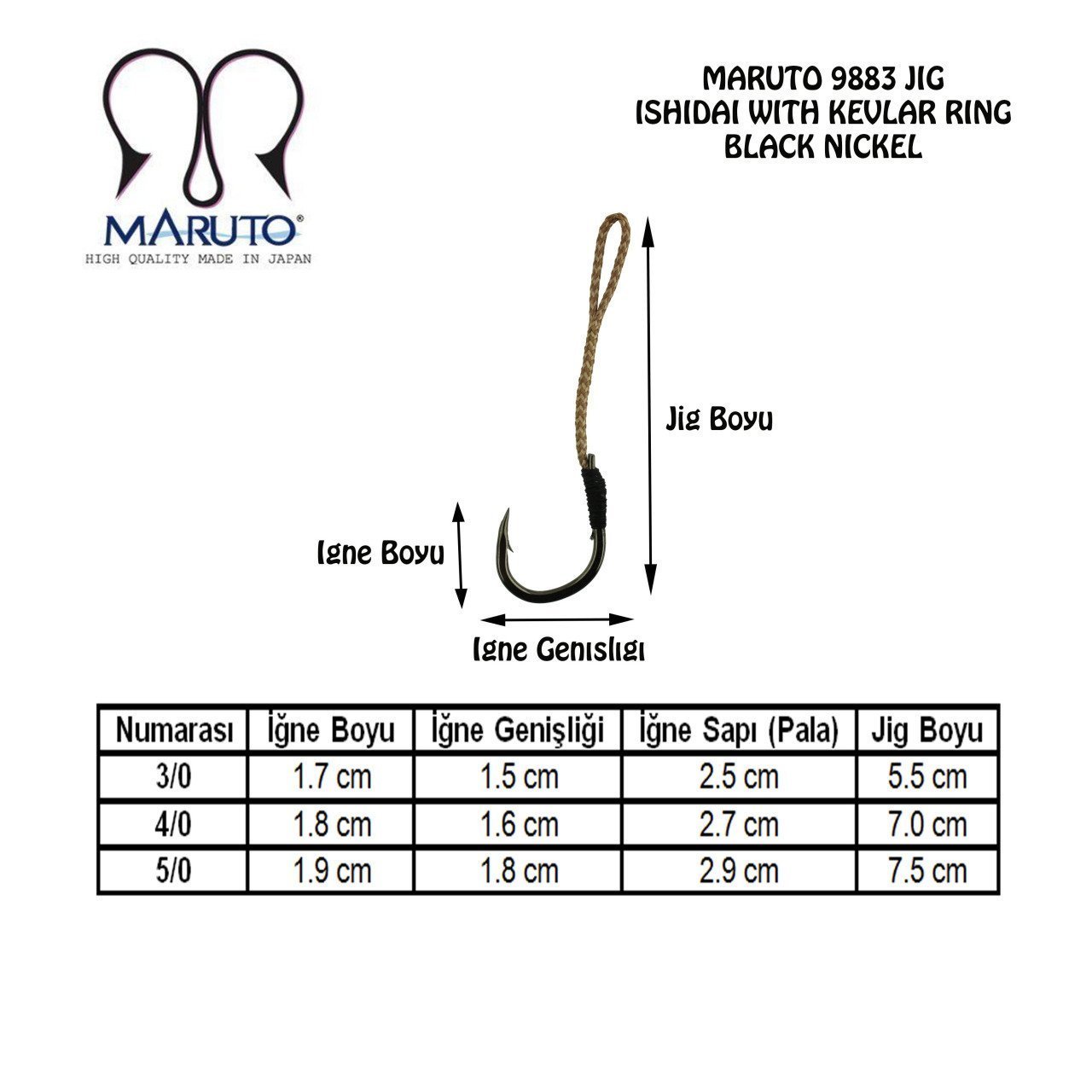 Maruto 9883 Siyah Nikel Jig İğnesi