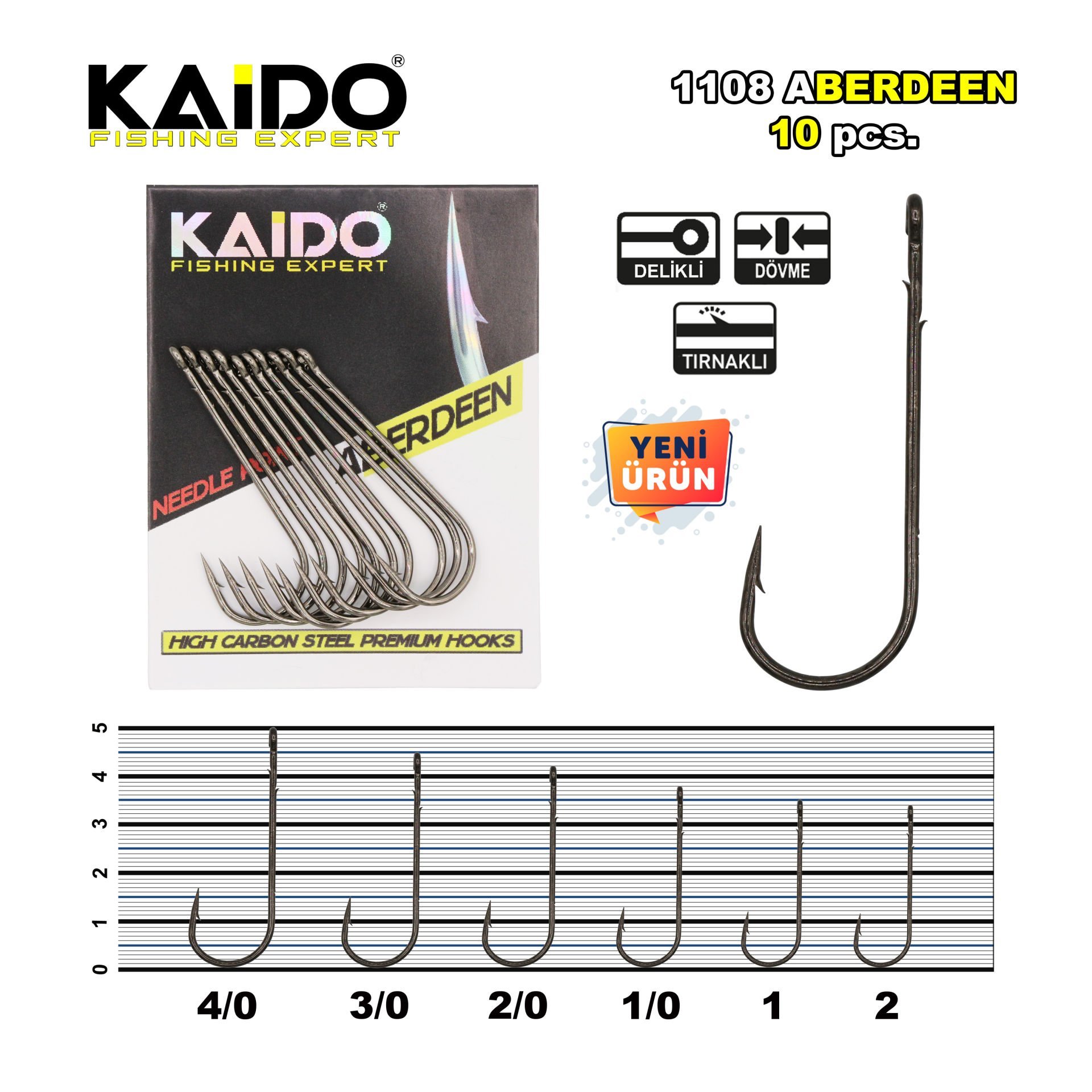 1108 Aberdeen Worm Black Nikel Olta İğnesi (10 pcs)