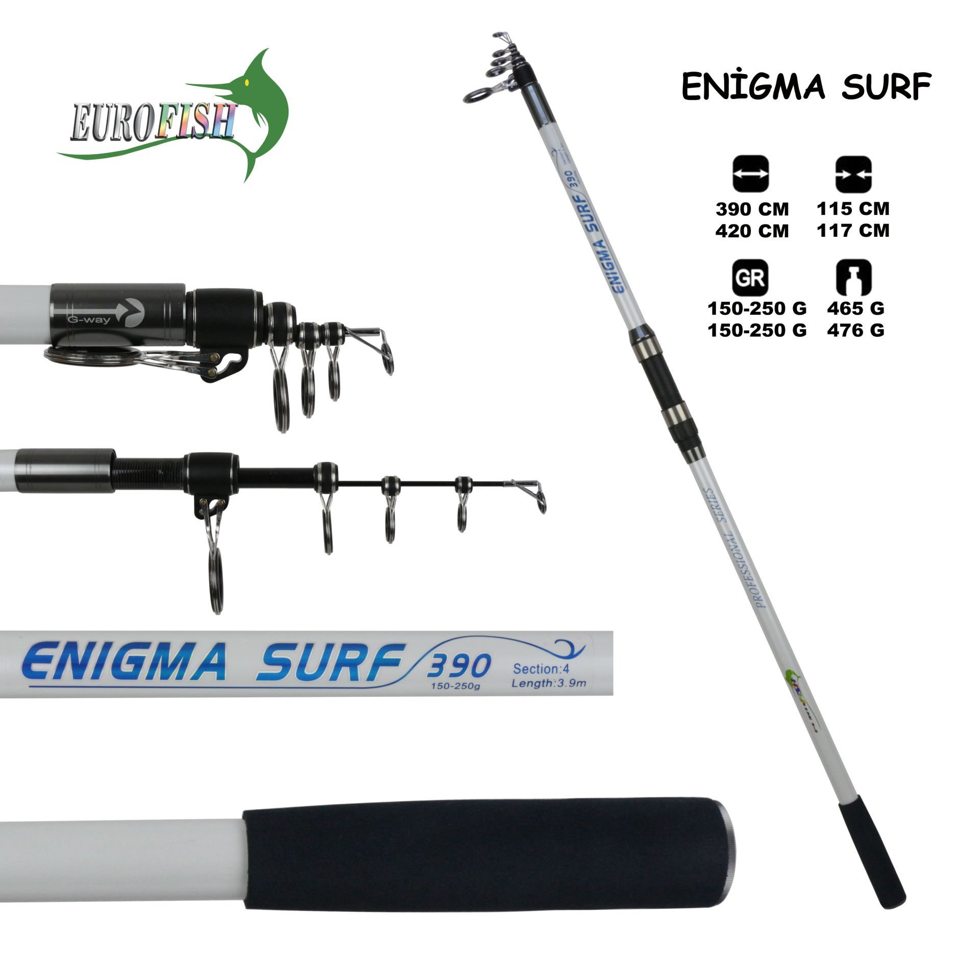 Eurofish Enigma Surf 150-250 gr Surf Kamışı Blue