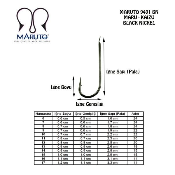 Maruto 9491 BN Düz Olta İğnesi