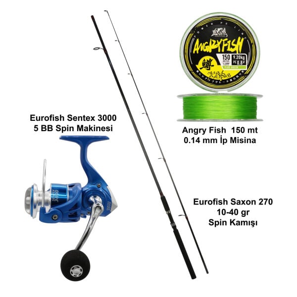 Eurofish Saxon 270 cm 10-40 gr + Eurofish Sentex Blue 3000 Spin Olta Seti