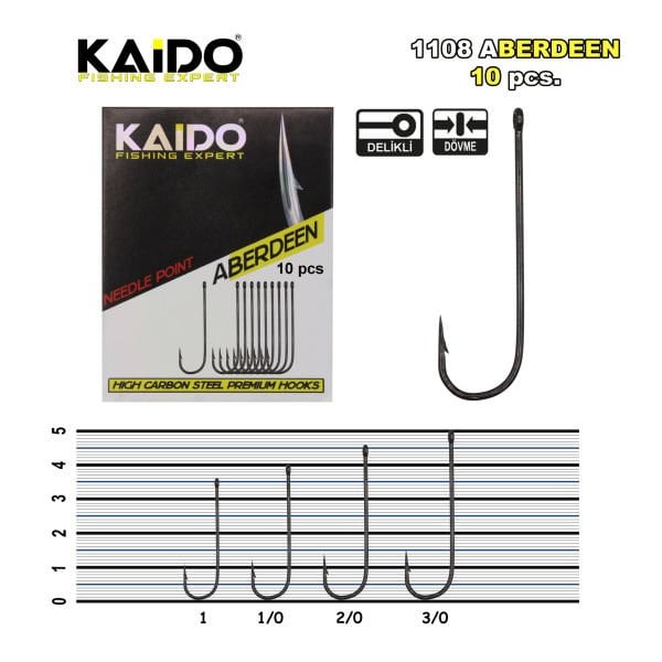 1108 Aberdeen Worm Black Nikel Olta İğnesi (10 pcs)