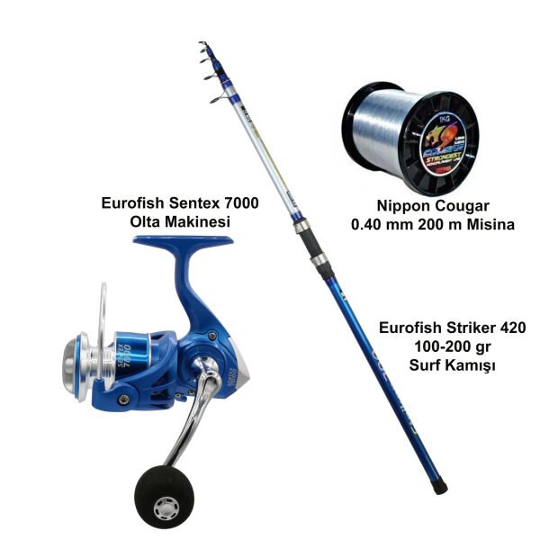 Eurofish Striker 420 100-200 gr + Eurofish Sentex 7000 Blue Olta Seti