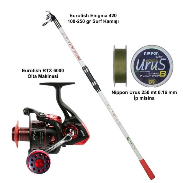 Eurofish Enigma Surf 420 100-250 gr Surf Kamışı + Eurofish RTX 6000 Olta Seti
