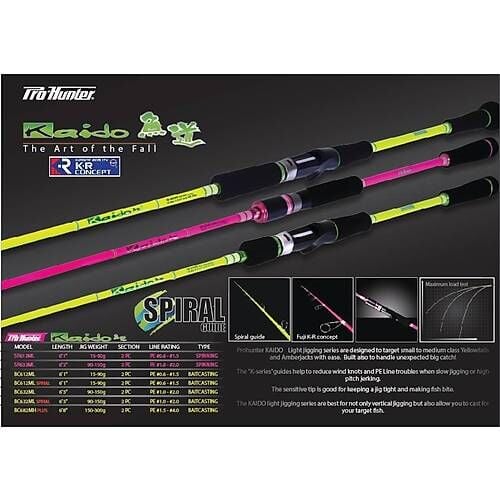 Kaido Light Jigging Rod KS-632ML,6'3',90-150g Pink Jig Kamışı